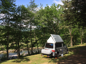 camper with mushroom roof